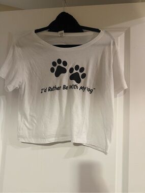 White Graphic Tee "I'd Rather Be With My Dog"